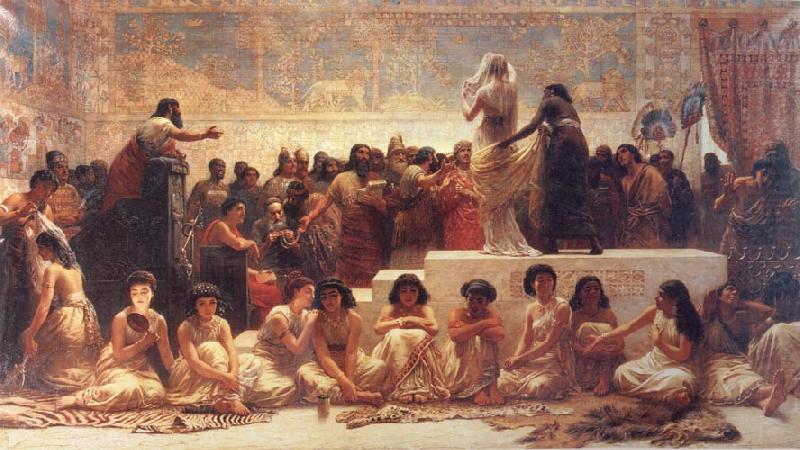 Edwin long,R.A. The Babylonian Marriage Market china oil painting image